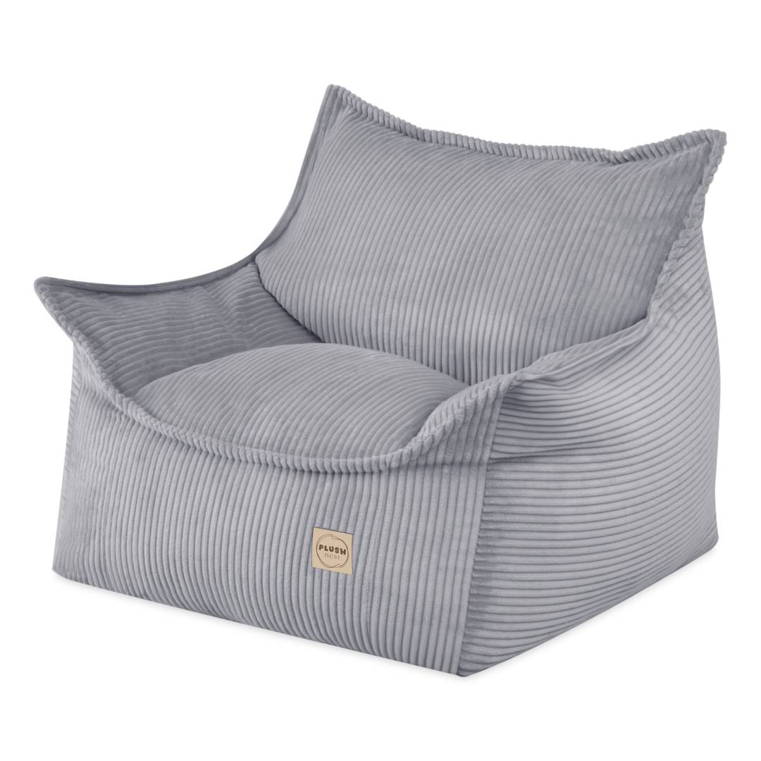 Plush Nest Roya dječja fotelja, siva, vrhunski kord_1