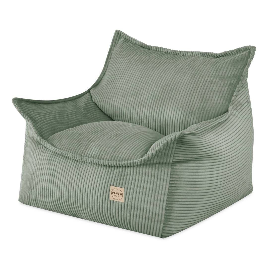 Plush Nest Roya dječja fotelja, zelena, vrhunski kord_1