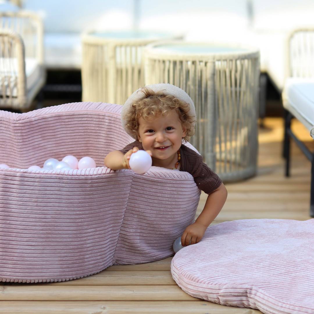 Plush Nest Suhi cvjetni bazen, 95x30, plava, vrhunski kord, Cvjetna zabavna zona, 200 kuglica: biserne, biserne_2