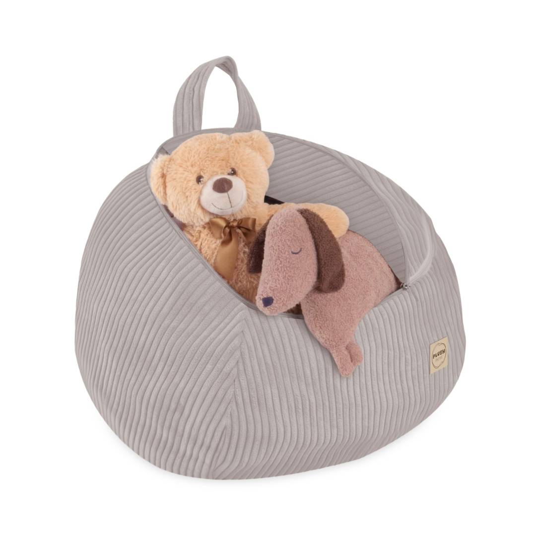Plush Nest Vrećica za pohranu igračaka i plišanih igračaka, dječji puf, bež, vrhunski kord, mini_1
