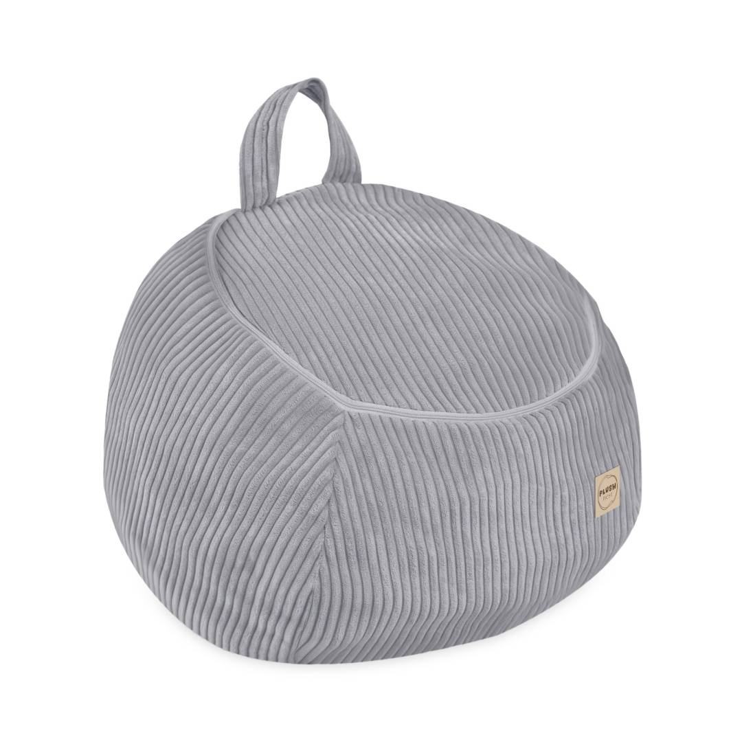 Plush Nest Vrećica za pohranu igračaka i plišanih igračaka, dječji puf, siva, vrhunski kord, mini_7