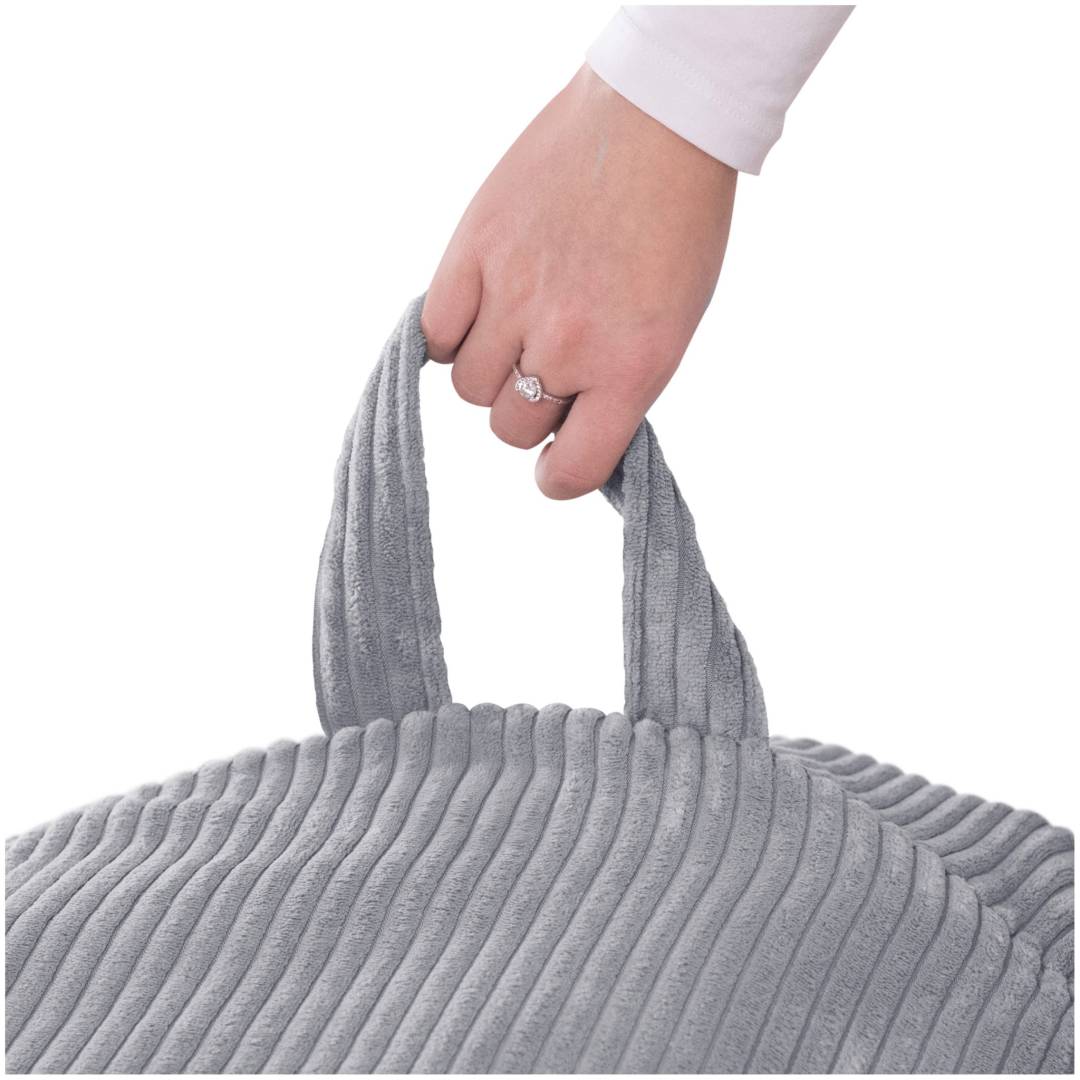 Plush Nest Vrećica za pohranu igračaka i plišanih igračaka, dječji puf, siva, vrhunski kord, mini_9