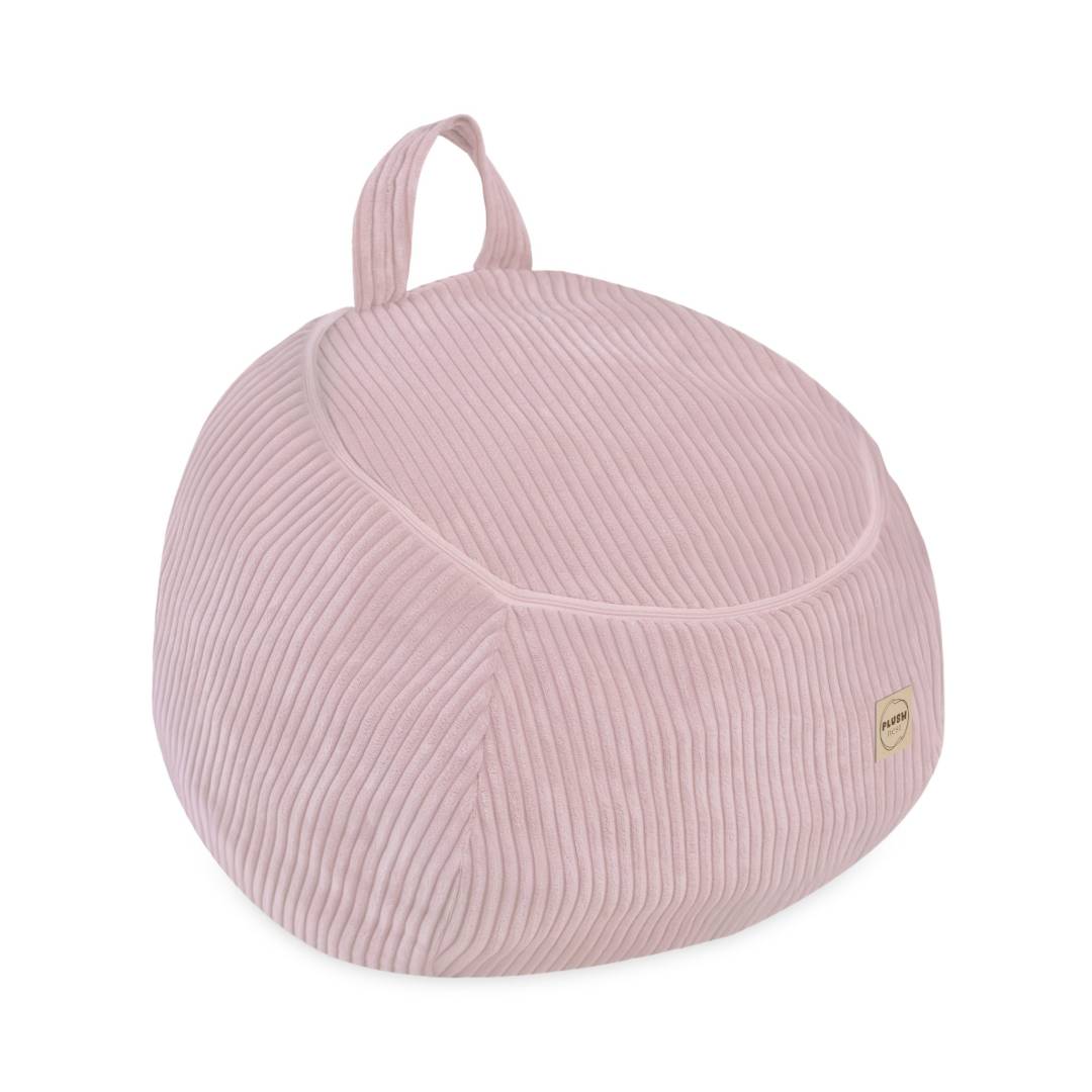 Plush Nest Vrećica za pohranu igračaka i plišanih igračaka, dječji puf, svijetlo ružičasta, vrhunski kord, mini_7