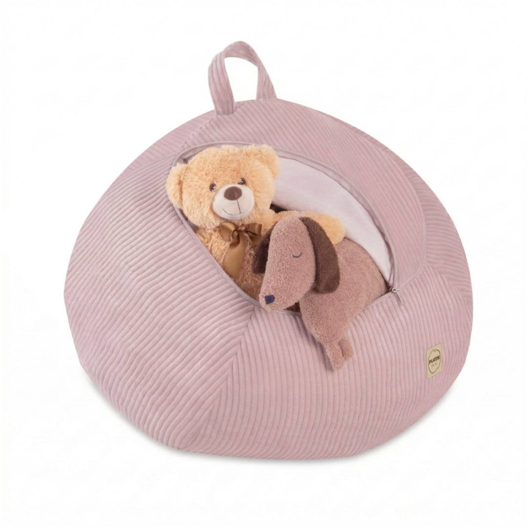Plush Nest igračka i torba za navlaku za plišanu igračku, dječji puf, svijetlo ružičasta, vrhunski kord_1