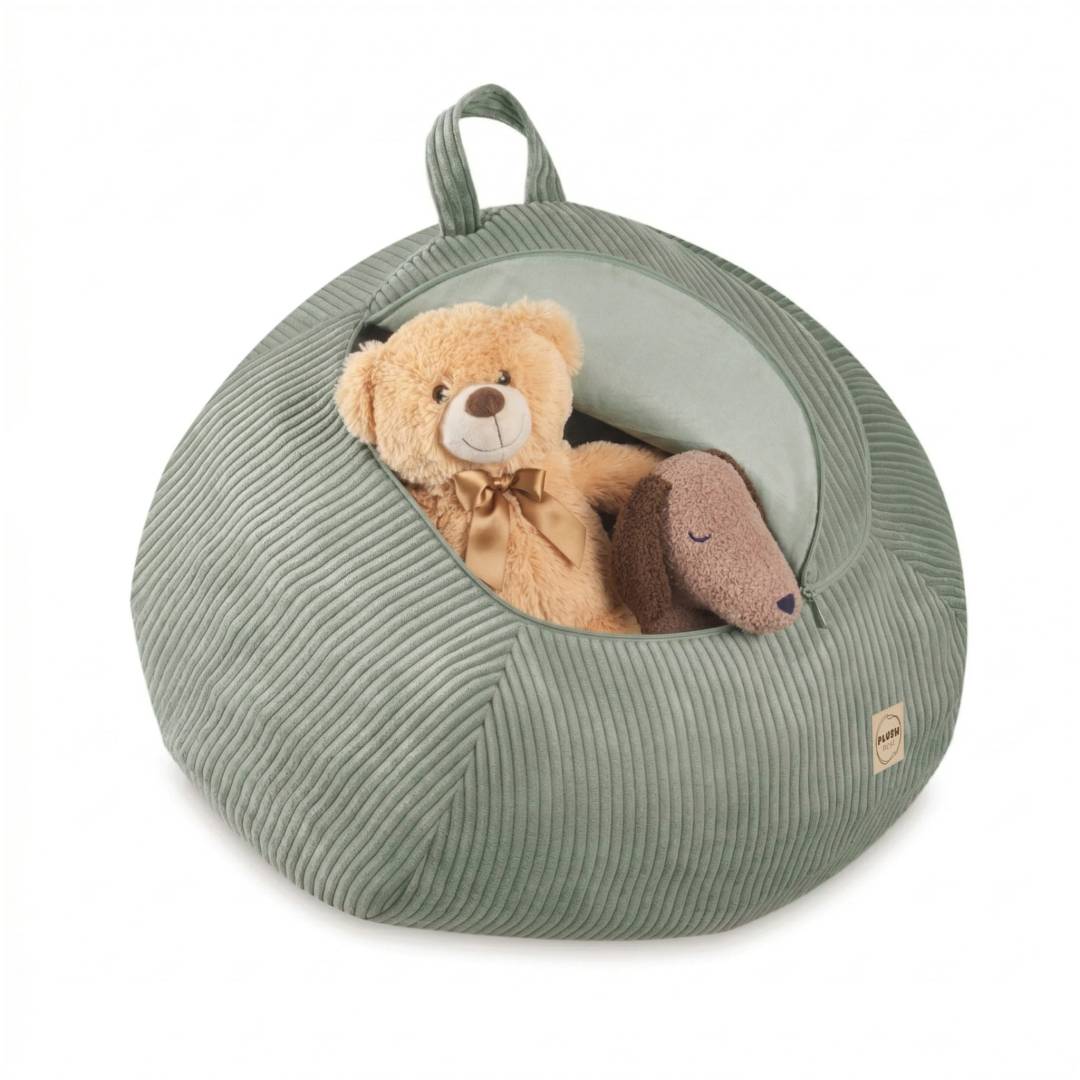 Plush Nest igračka i torba za navlaku za plišanu igračku, dječji puf, zelena, vrhunski kord_1