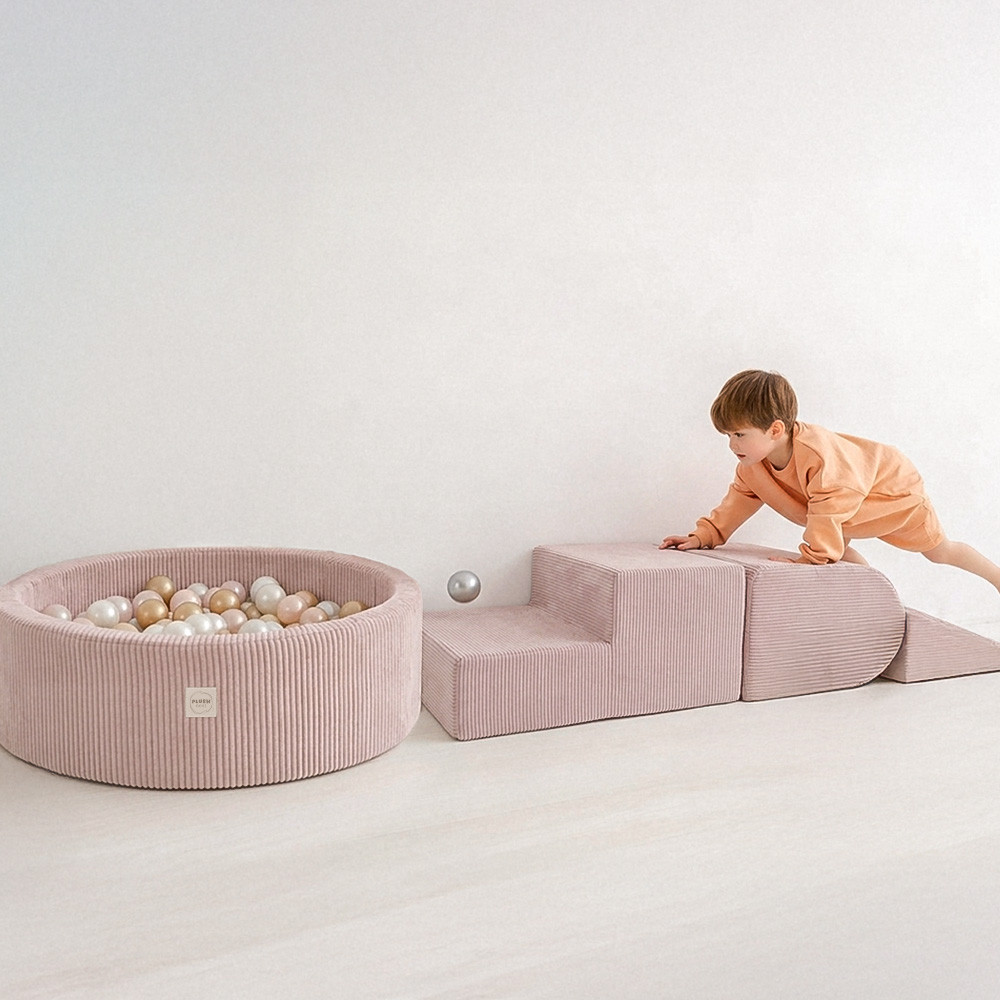 Plush Nest pjenasti trokut za djecu za suhi bazen, ružičasta, vrhunski šenil_3