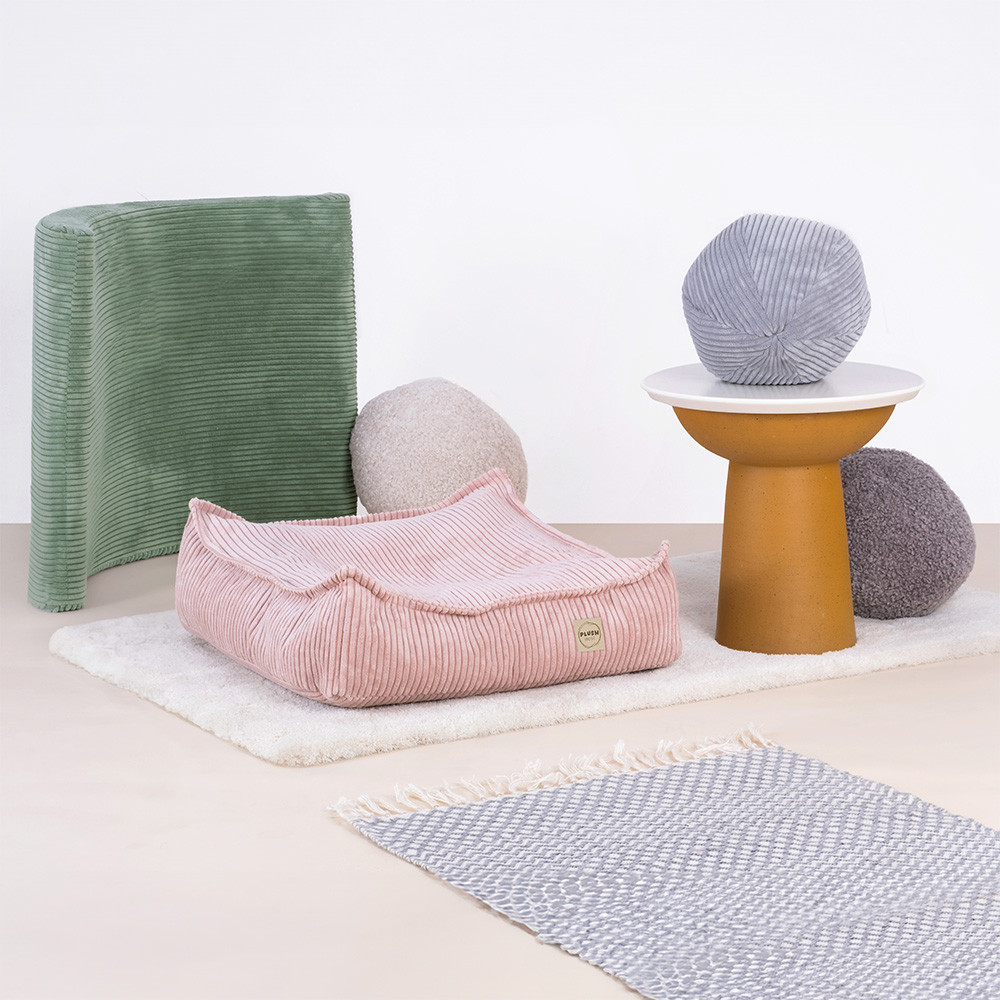 Plush Nest puf, 60x60 cm, jastuk za pod, svijetlo ružičasta, vrhunski kord_8