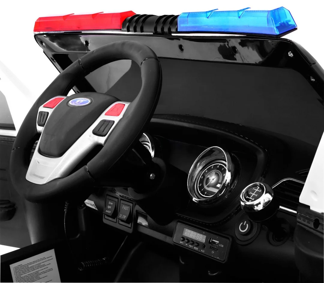 Policijski SUV automobil na baterije za djecu + sirene + svjetla + megafon + daljinski, crna_8