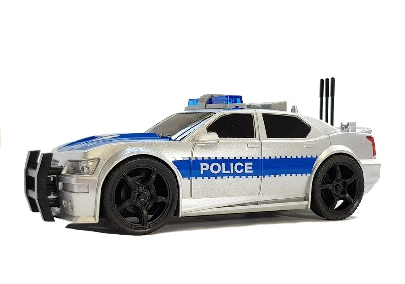 Policijski automobil na baterije 1:20 Svjetla i zvukovi na nanizanim pločama, srebrni_2