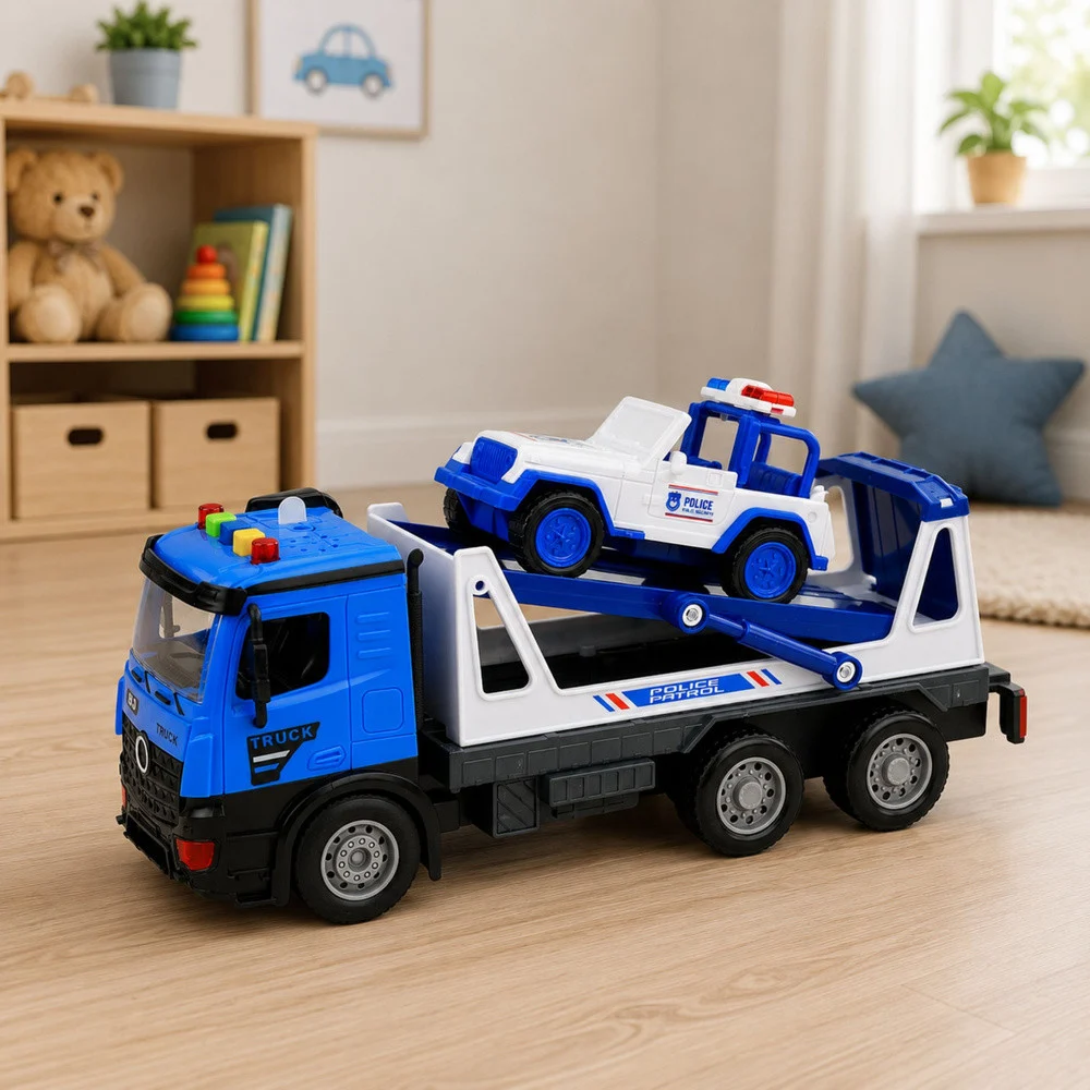 Policijski kamion za vuču s patrolnim automobilom - plavi_3