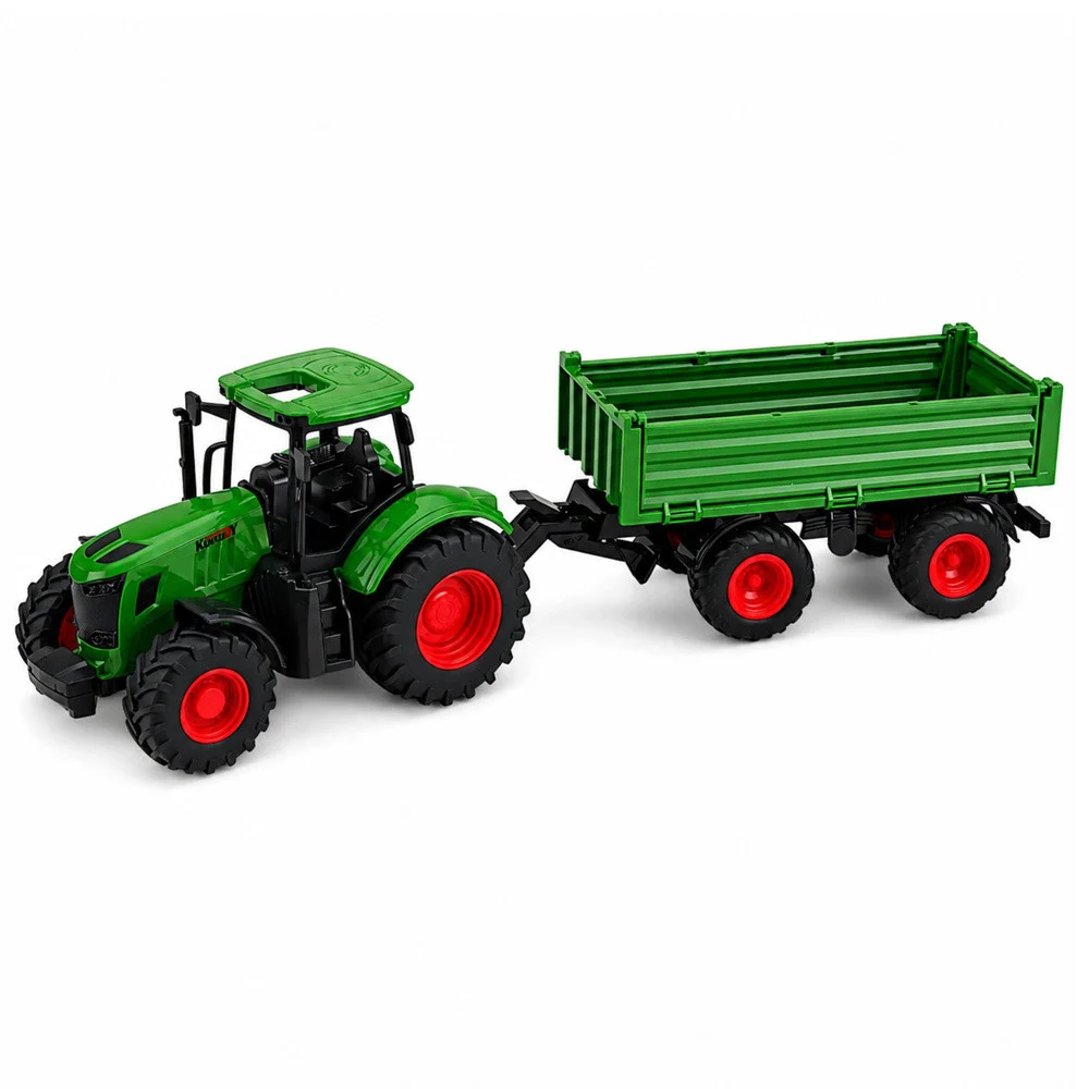Poljoprivredni traktor s kiper prikolicom, zeleni, 1:24_2