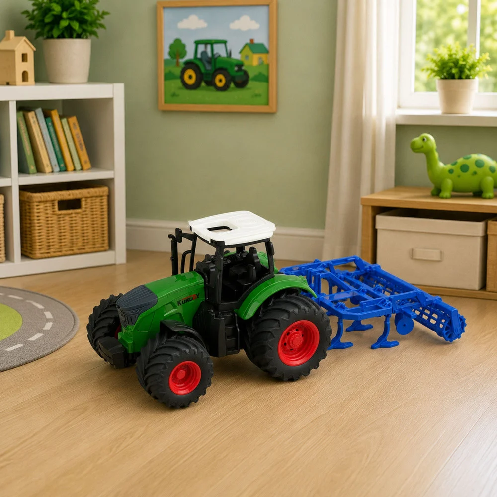 Poljoprivredni traktor s kultivatorom za obradu tla, zeleni 1:24_4
