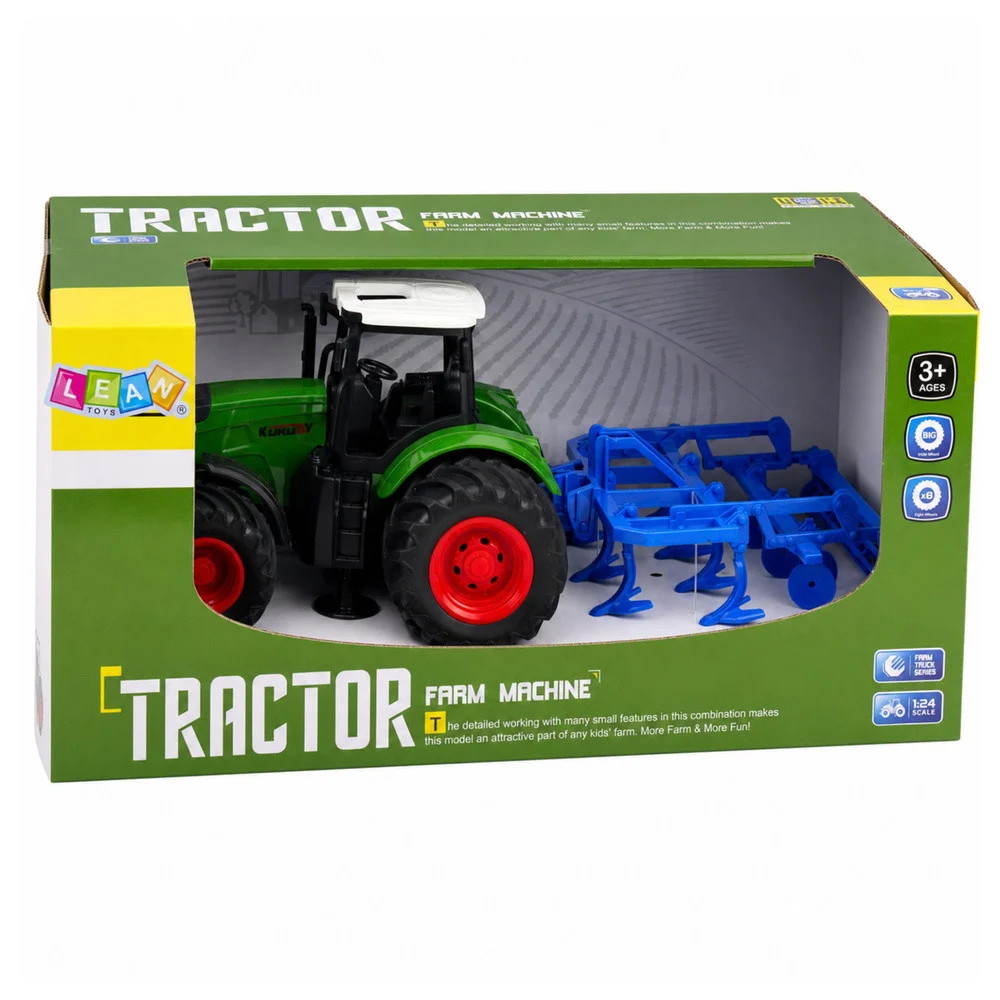Poljoprivredni traktor s kultivatorom za obradu tla, zeleni 1:24_6