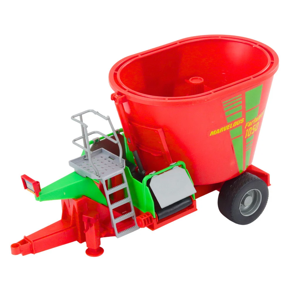 Poljoprivredni traktor s prikolicom i mješalicom za stočnu hranu, crveni 60 cm_4