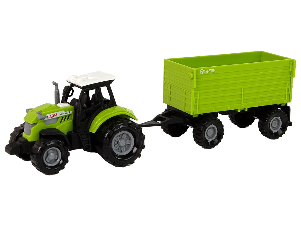 Poljoprivredni traktor s prikolicom i svjetlima zvuči zeleno_2