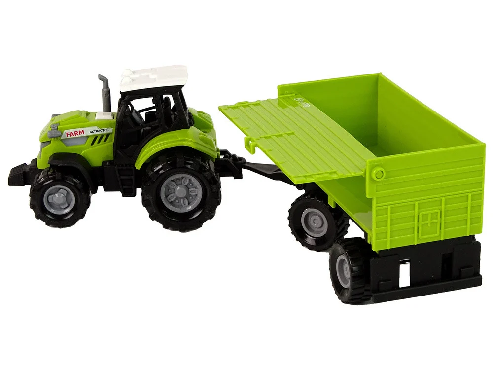 Poljoprivredni traktor s prikolicom i svjetlima zvuči zeleno_3