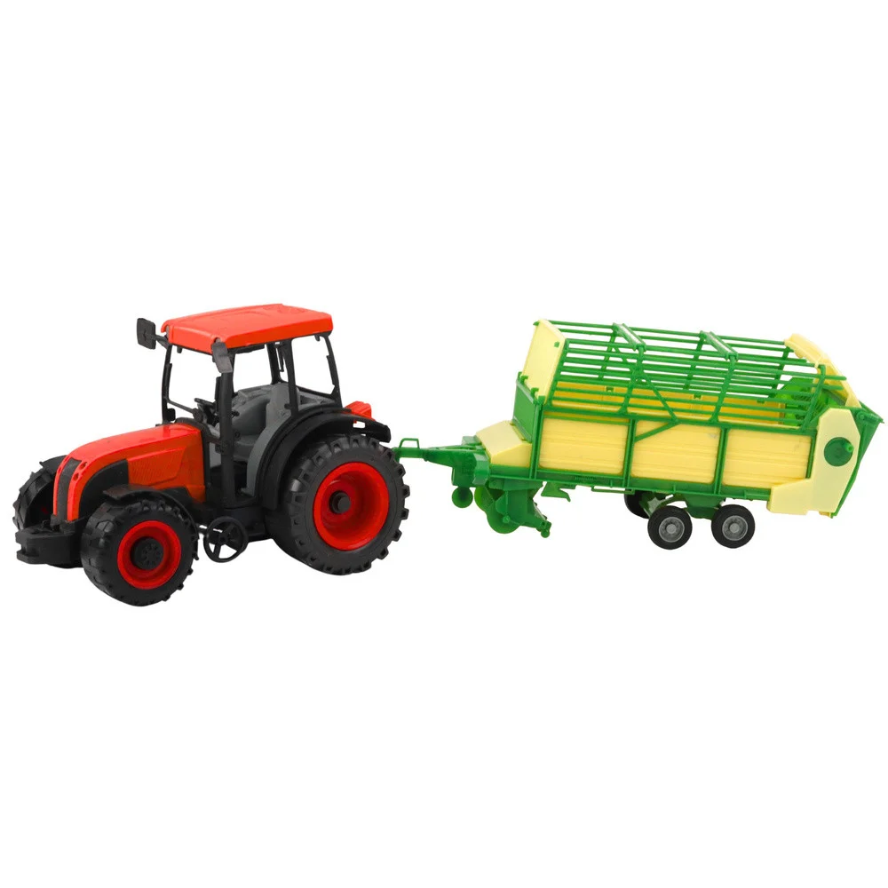 Poljoprivredni traktor sa zeleno-žutom prikolicom, crveni 50 cm_2