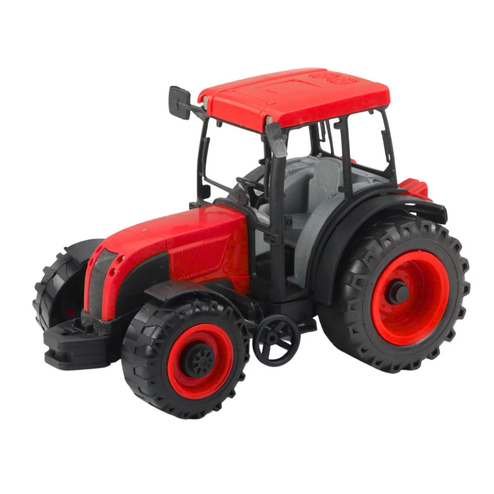 Poljoprivredni traktor sa zeleno-žutom prikolicom, crveni 50 cm_3