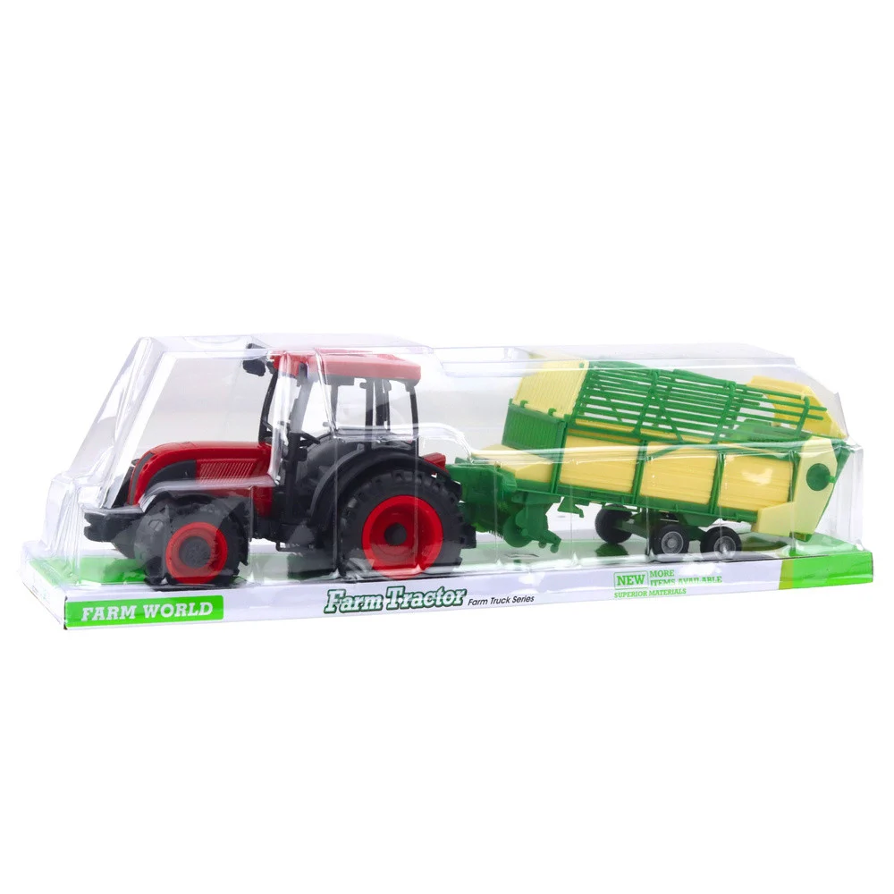 Poljoprivredni traktor sa zeleno-žutom prikolicom, crveni 50 cm_5