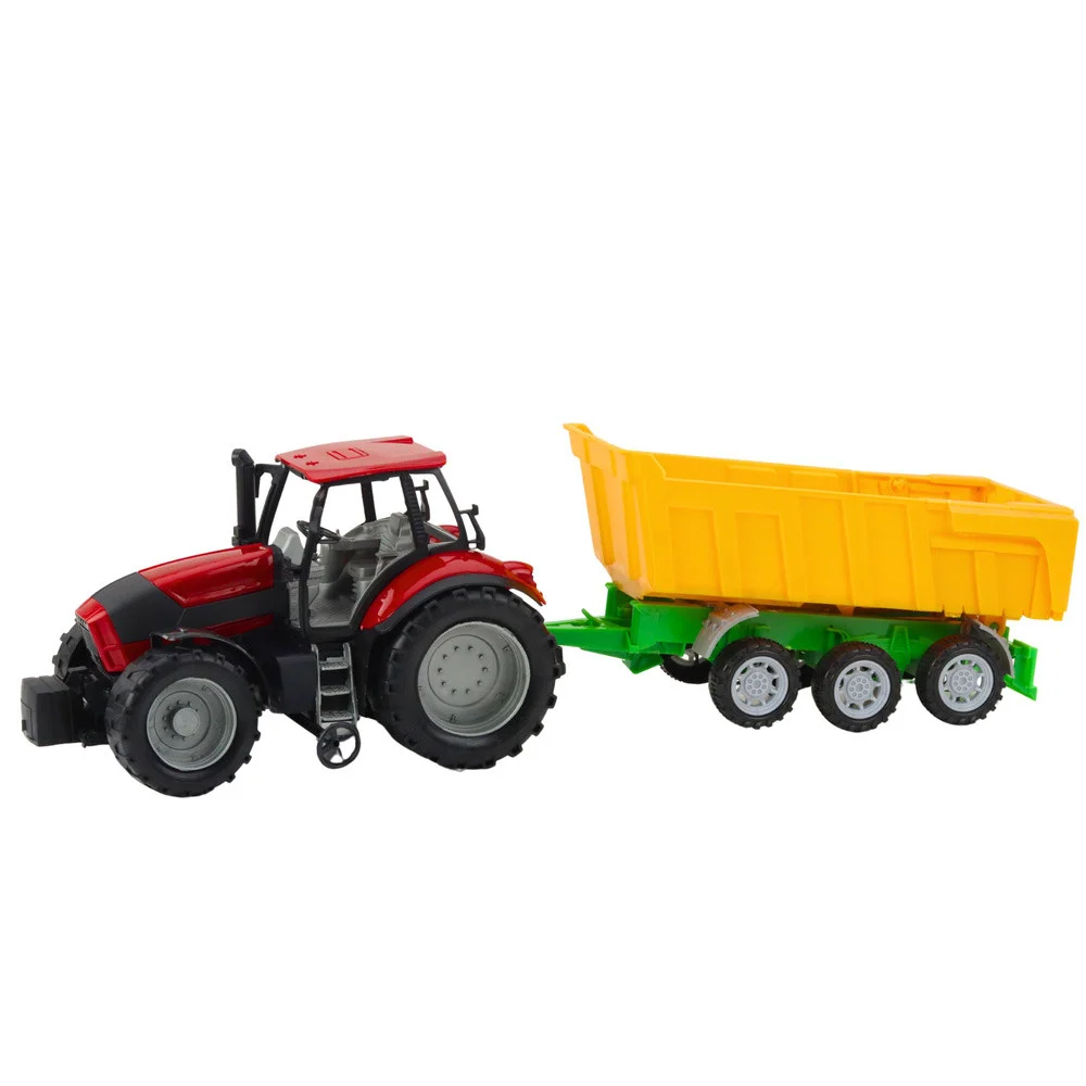 Poljoprivredni traktor sa žutom prikolicom, crveni, 46 cm_2