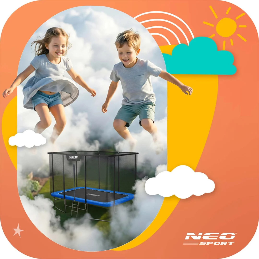 Pravokutni vrtni trampolin Neo-Sport, 366 × 244 cm (12 × 8 ft), vanjska mreža i ljestve_13