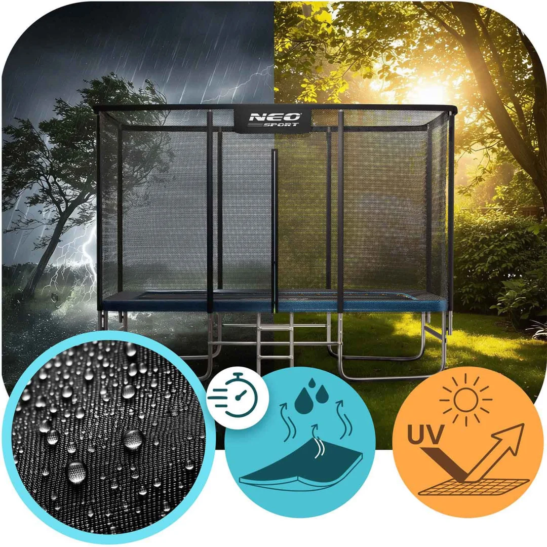 Pravokutni vrtni trampolin Neo-Sport, 366 × 244 cm (12 × 8 ft), vanjska mreža i ljestve_9