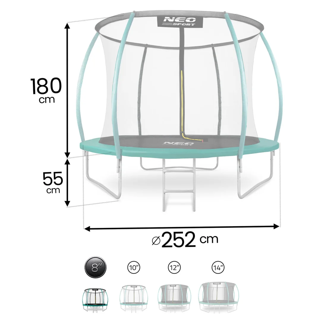 Profilirani vrtni trampolin Neo-Sport NS-08C181 252 cm, 8 ft, unutarnja mreža_10