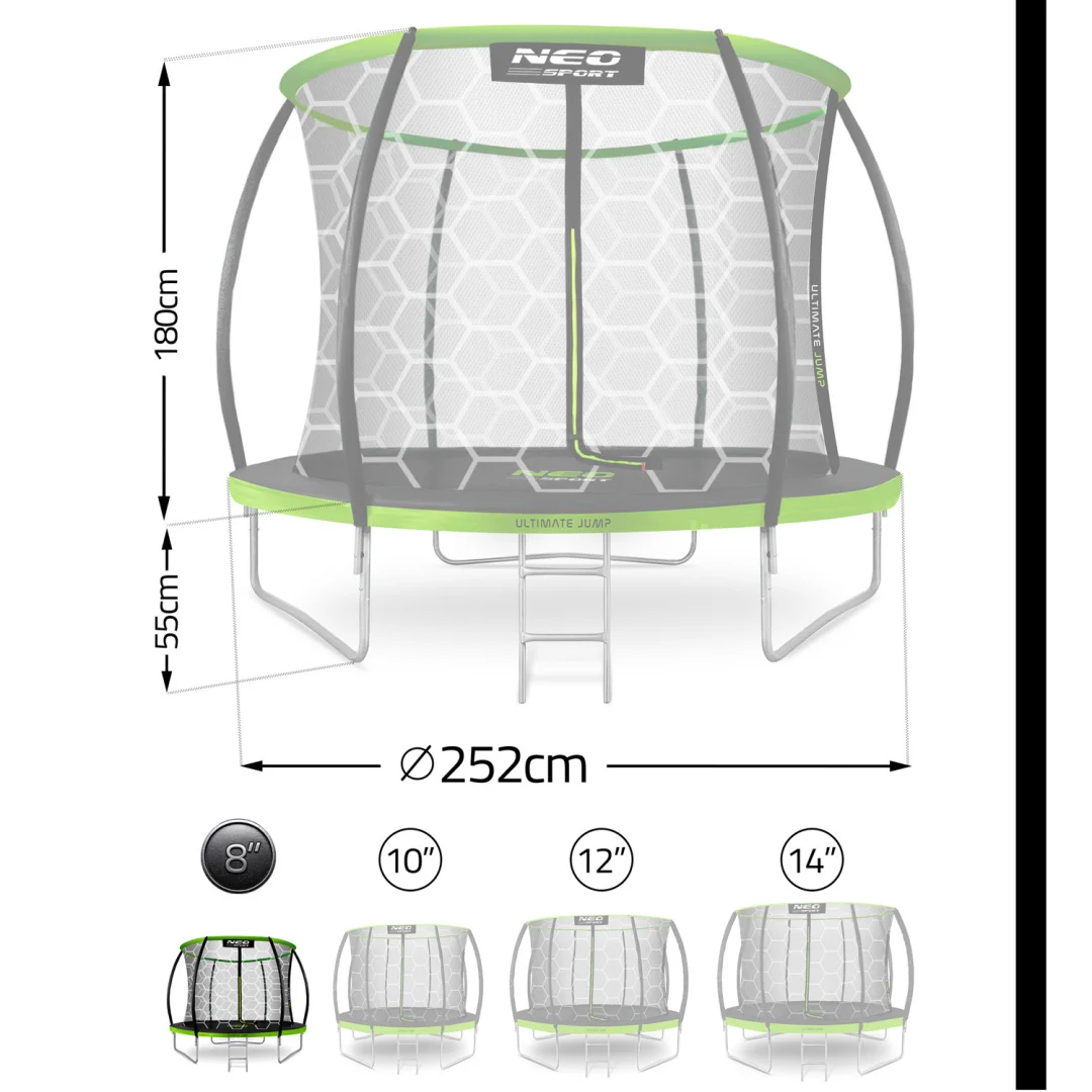 Profilirani vrtni trampolin Neo-Sport NS-08C221 252 cm, 8 ft, unutarnja mreža_13
