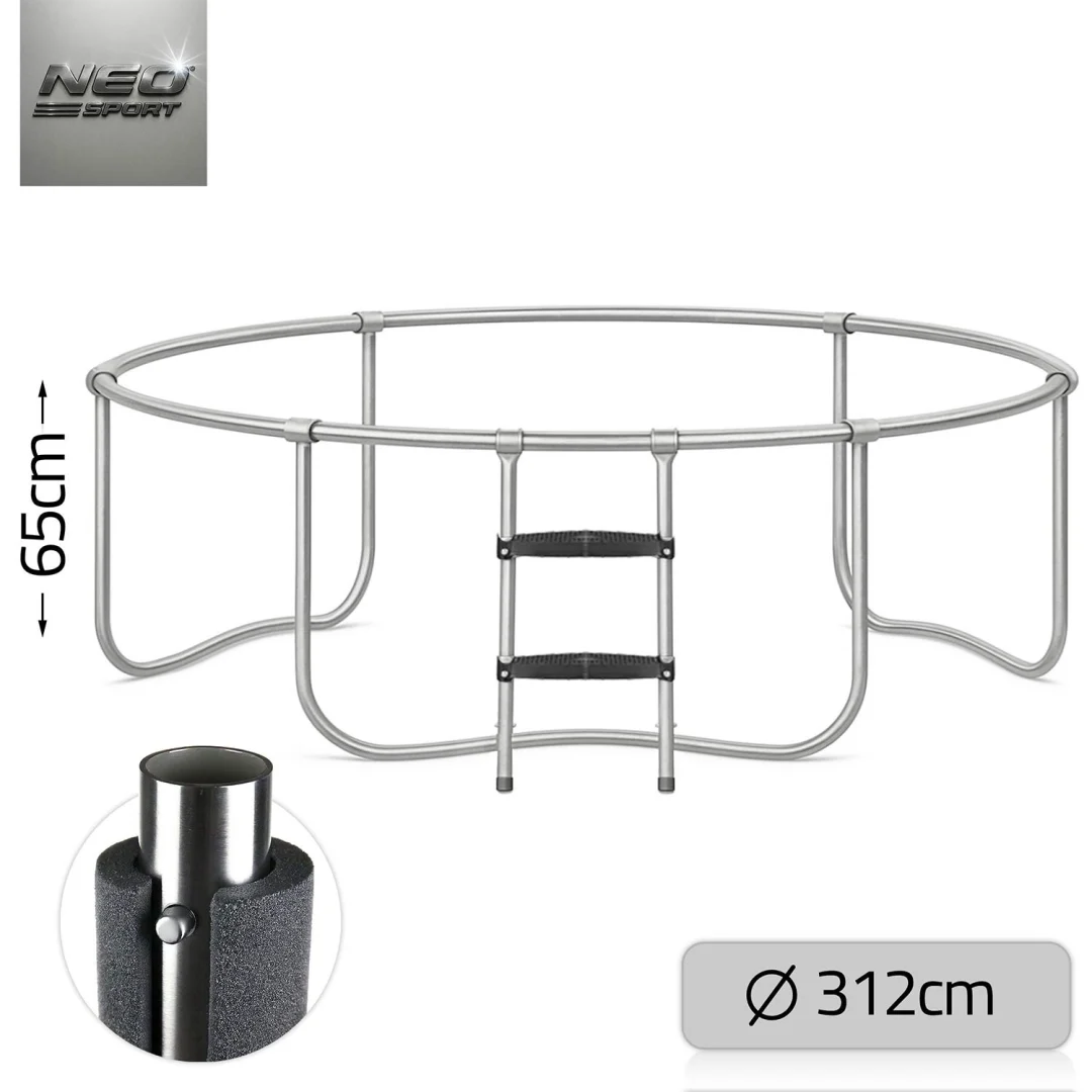 Profilirani vrtni trampolin Neo-Sport, Ø 312 cm (10 ft), unutarnja mreža, siva, var. NS-10C201_10
