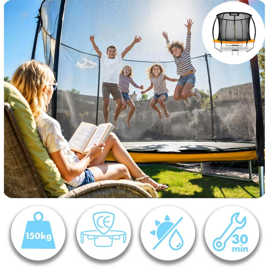 Profilirani vrtni trampolin Neo-Sport, Ø 312 cm (10 ft), unutarnja mreža, siva, var. NS-10C201_6