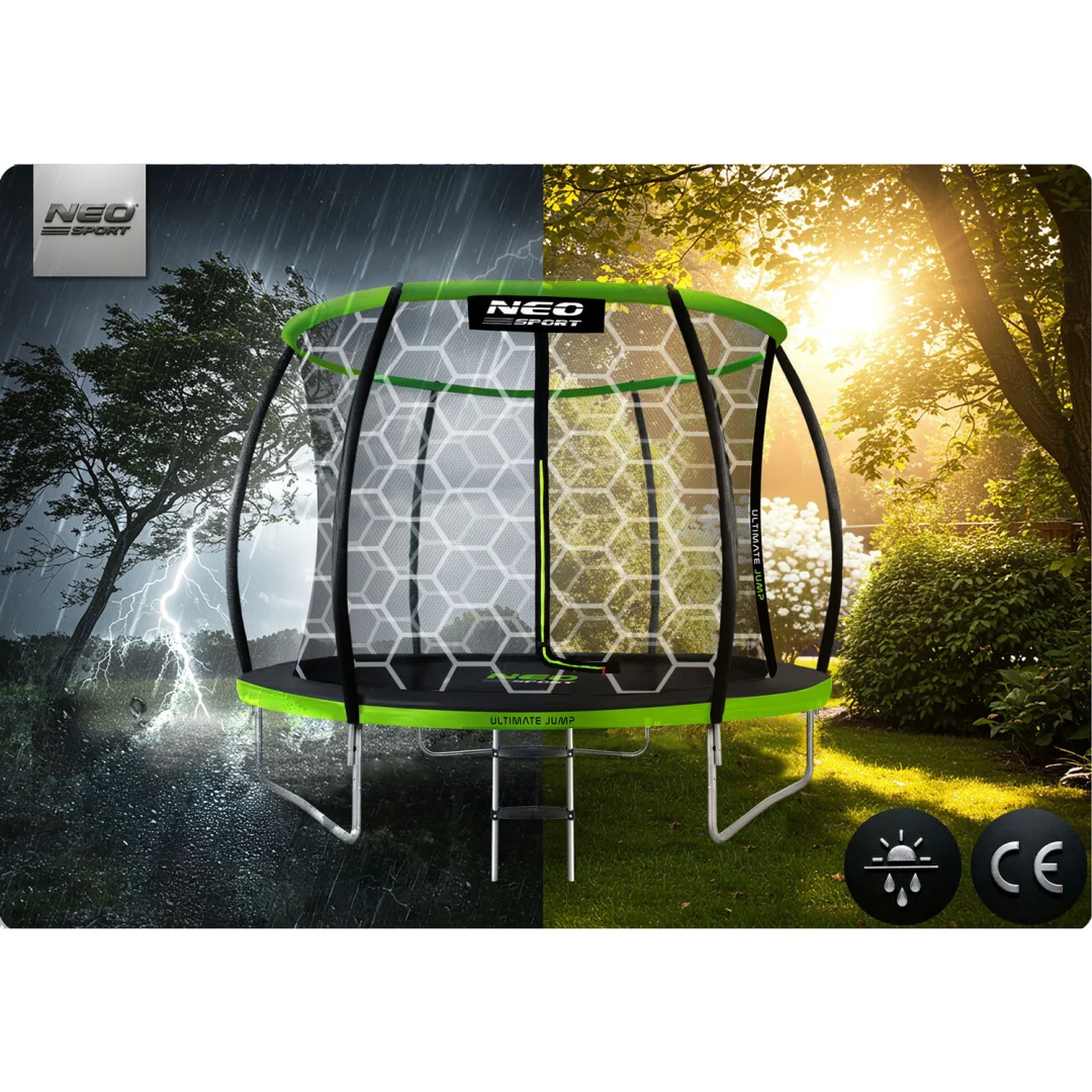 Profilirani vrtni trampolin Neo-Sport, Ø 312 cm (10 ft), unutarnja mreža, siva, var. NS-10C221_14