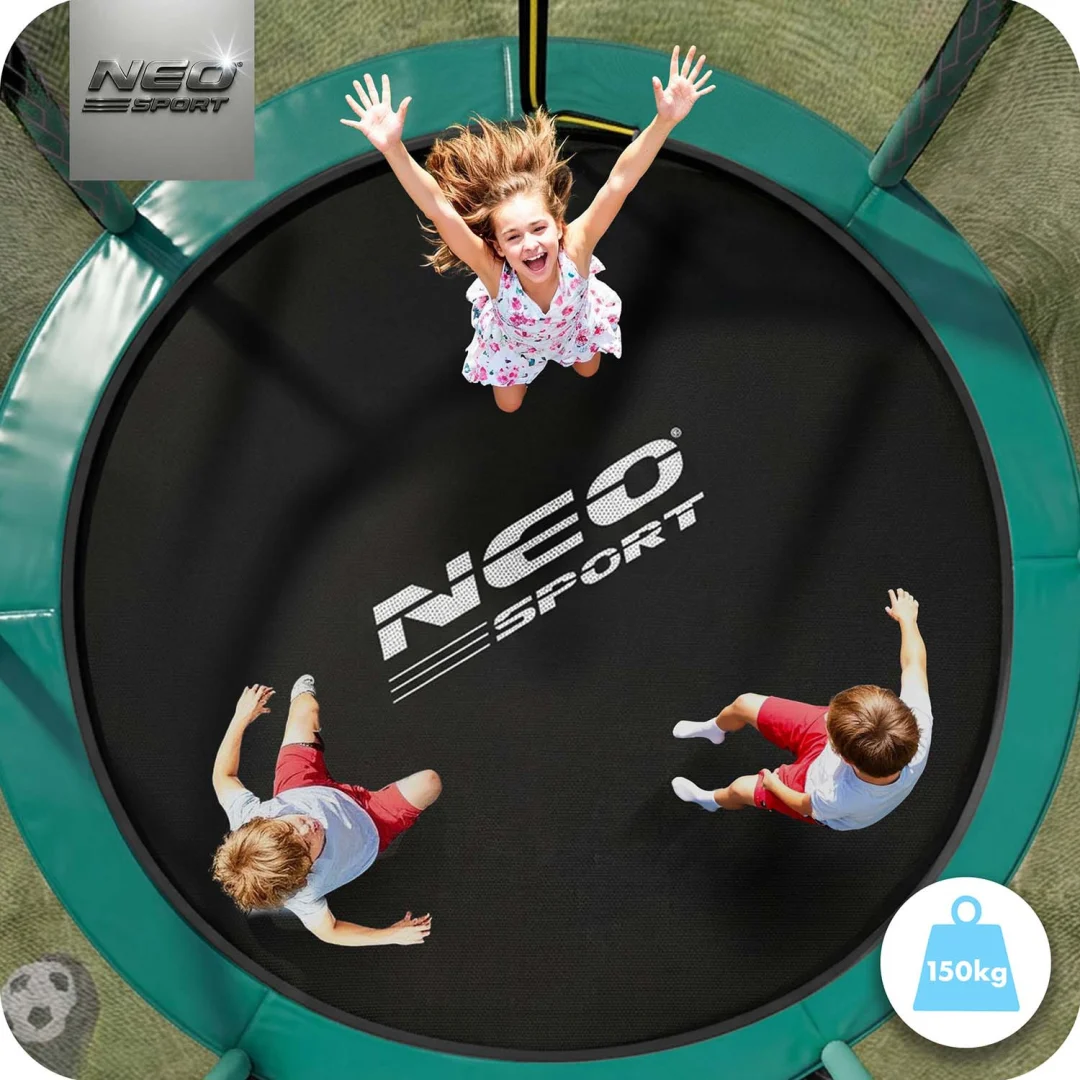 Profilirani vrtni trampolin Neo-Sport, Ø 312 cm (10 ft), unutarnja mreža, siva_7