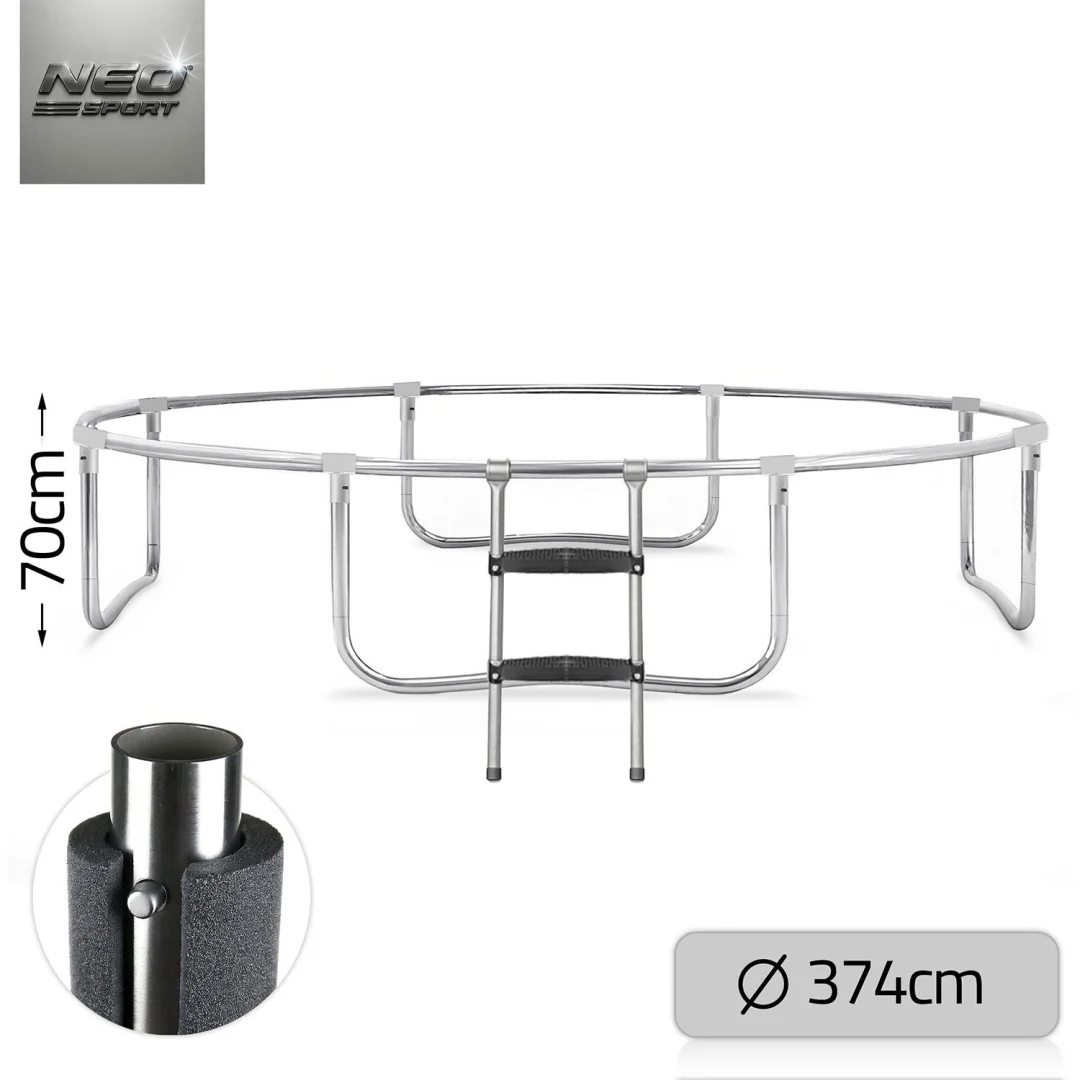 Profilirani vrtni trampolin Neo-Sport, Ø 374 cm (12 ft), unutarnja mreža, siva, var. NS-12C201_11
