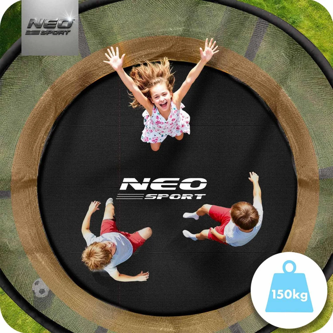 Profilirani vrtni trampolin Neo-Sport, Ø 374 cm (12 ft), unutarnja mreža, siva, var. NS-12C201_5