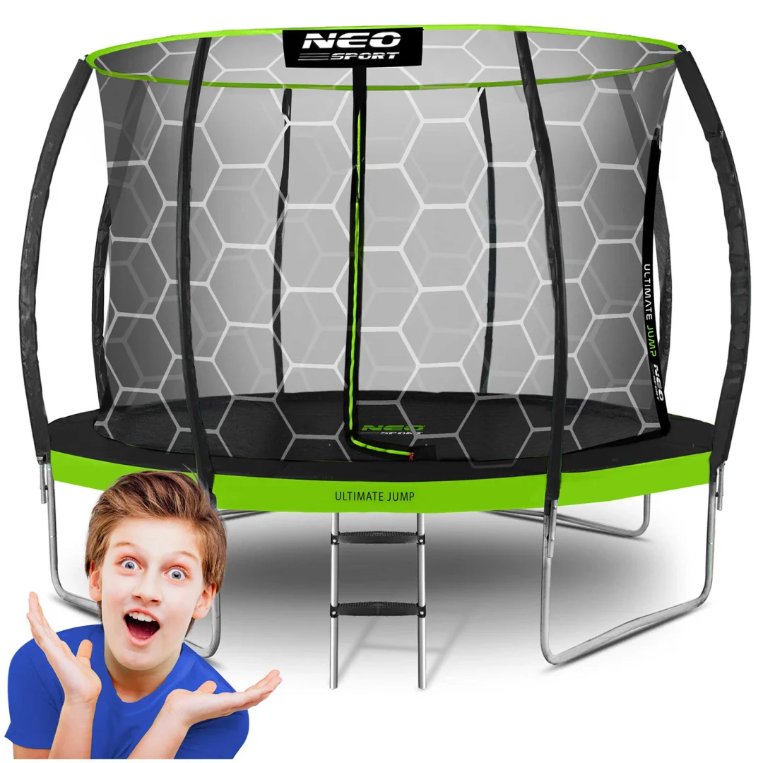 Profilirani vrtni trampolin Neo-Sport, Ø 374 cm (12 ft), unutarnja mreža, siva, var. NS-12C221_1