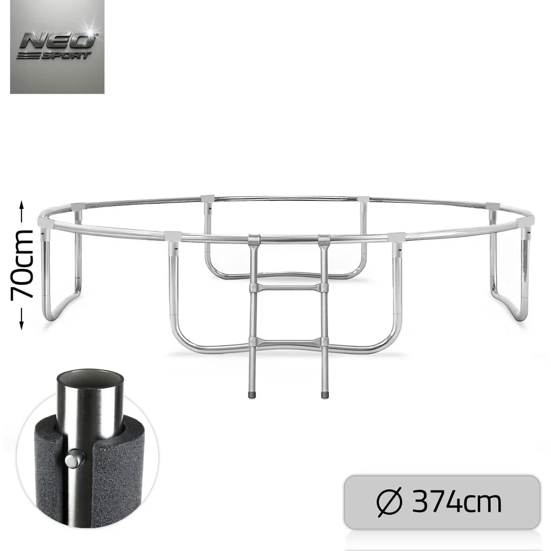 Profilirani vrtni trampolin Neo-Sport, Ø 374 cm (12 ft), unutarnja mreža, siva, var. NS-12C231_12