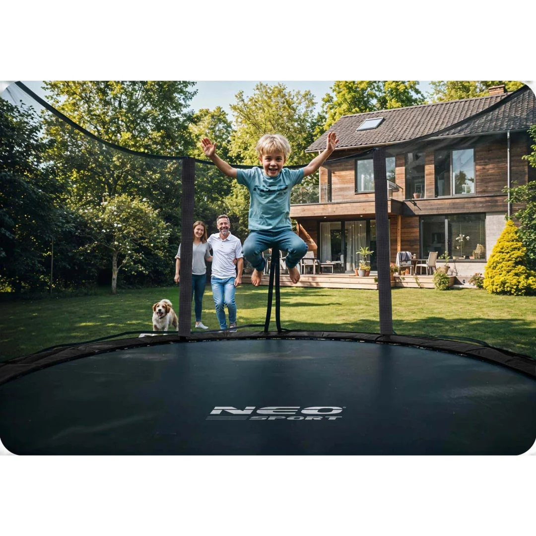 Profilirani vrtni trampolin Neo-Sport, Ø 374 cm (12 ft), unutarnja mreža, siva, var. NS-12C231_13