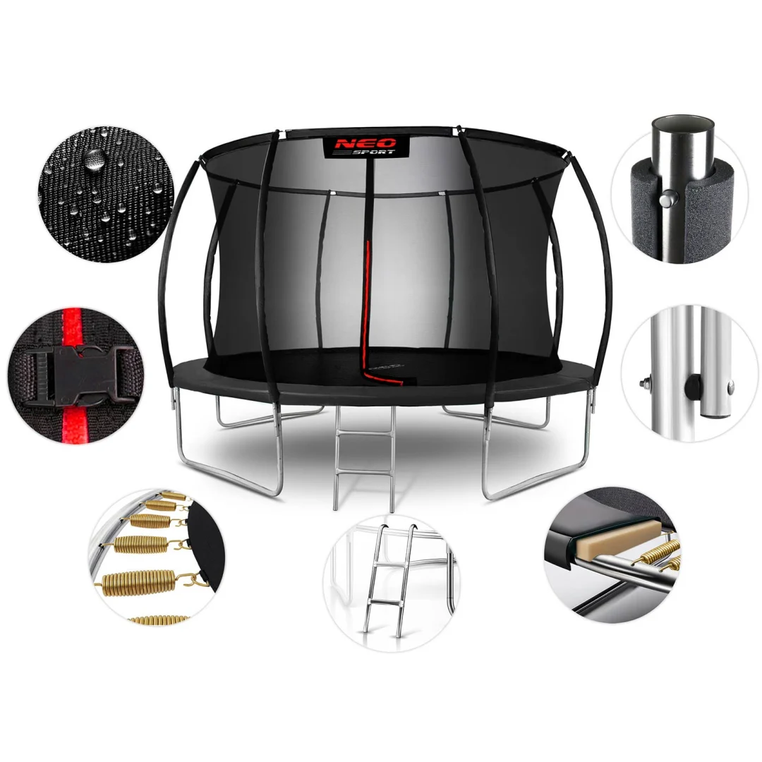 Profilirani vrtni trampolin Neo-Sport, Ø 374 cm (12 ft), unutarnja mreža, siva, var. NS-12C231_5