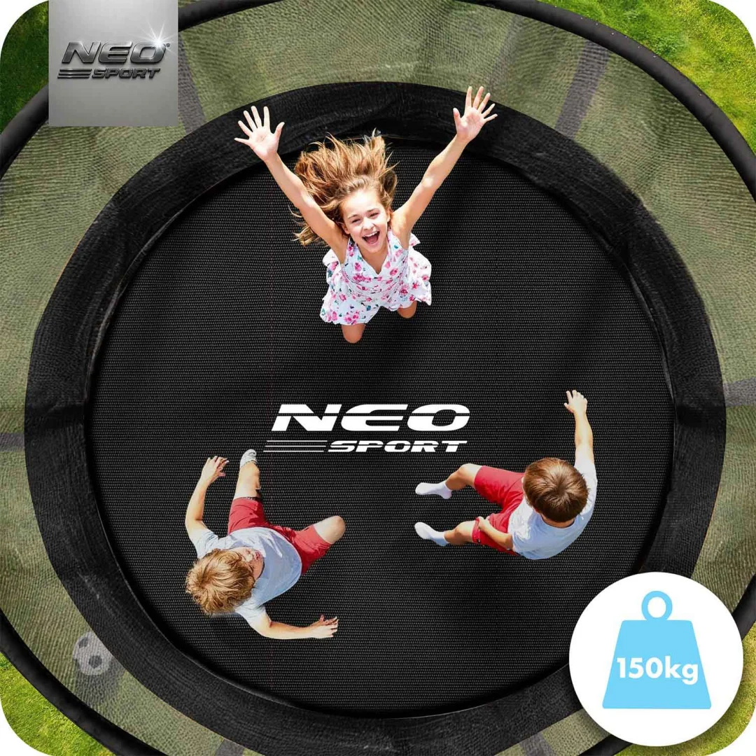 Profilirani vrtni trampolin Neo-Sport, Ø 374 cm (12 ft), unutarnja mreža, siva, var. NS-12C231_6