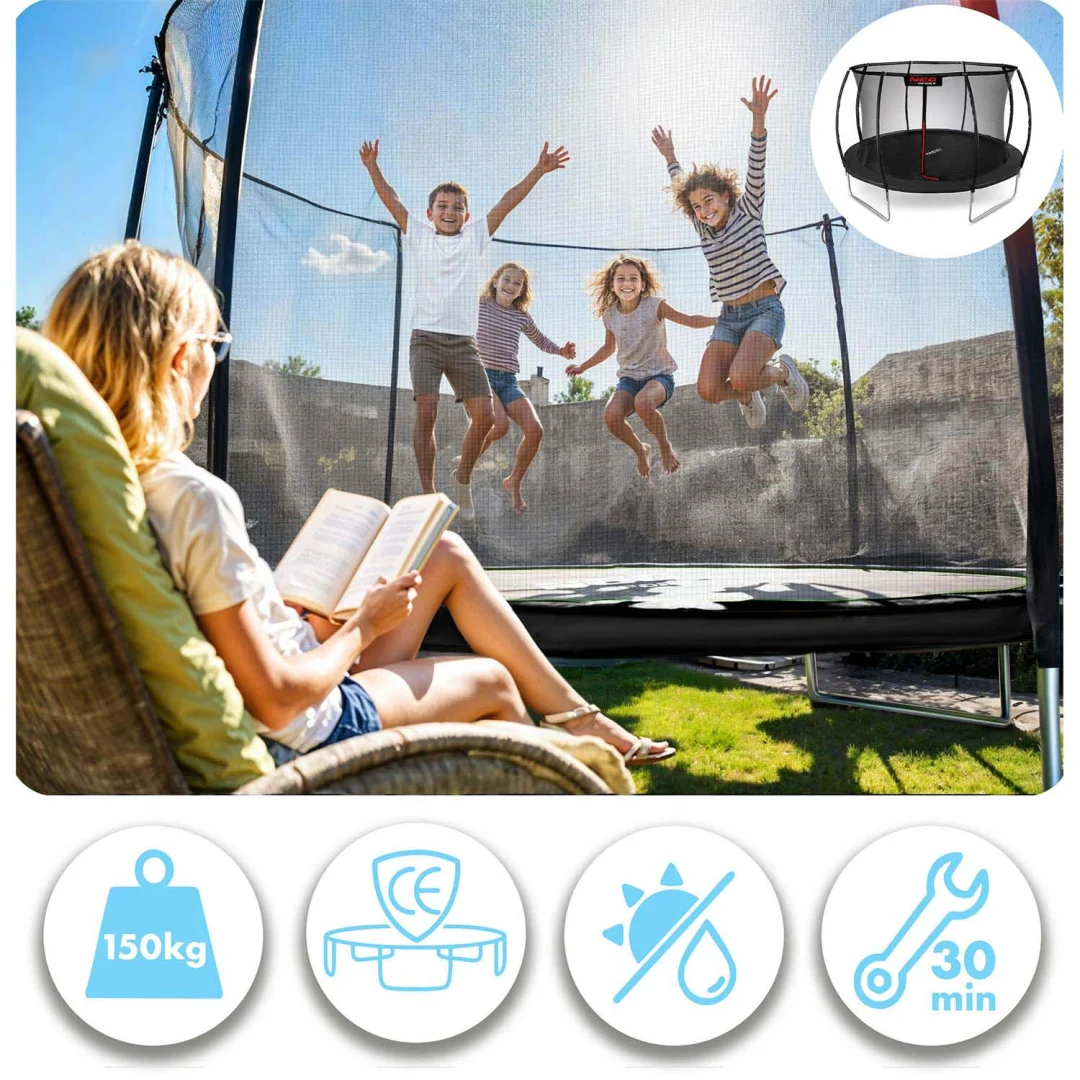 Profilirani vrtni trampolin Neo-Sport, Ø 374 cm (12 ft), unutarnja mreža, siva, var. NS-12C231_7