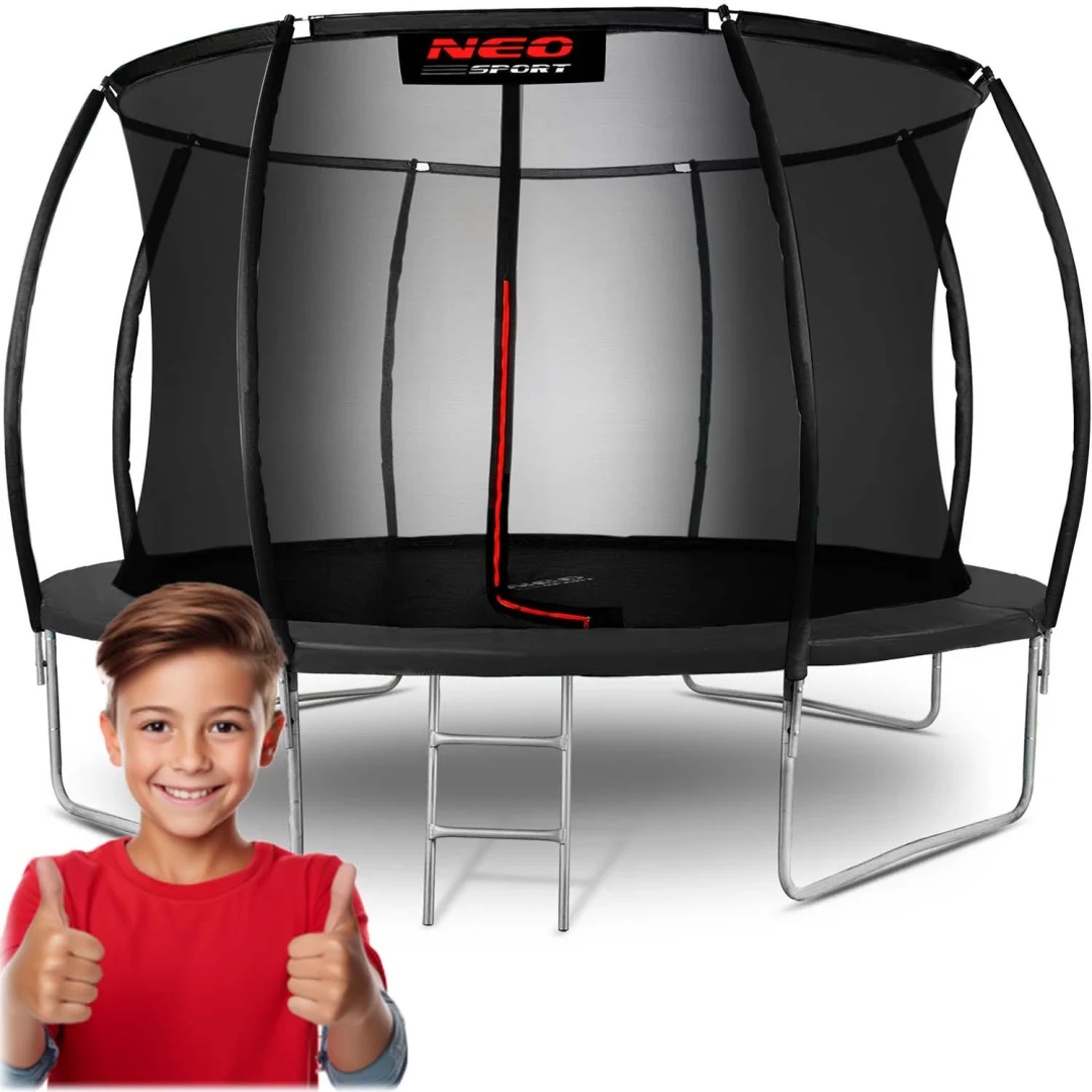 Profilirani vrtni trampolin Neo-Sport, Ø 435 cm (14 stopa), unutarnja mreža, siva, var. NS-14C231_1