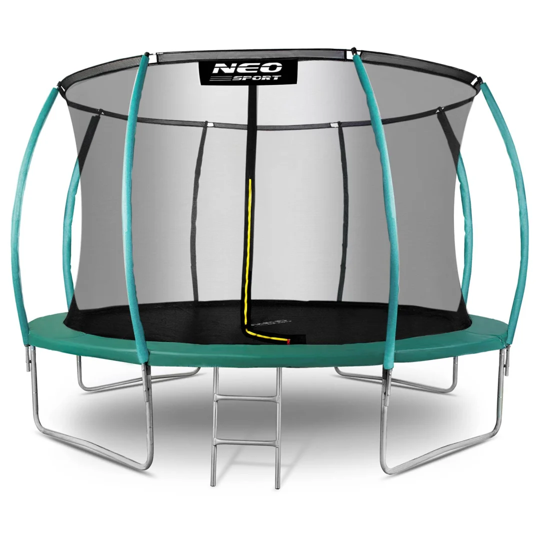 Profilirani vrtni trampolin Neo-Sport, Ø 435 cm (14 stopa), unutarnja mreža, siva_1