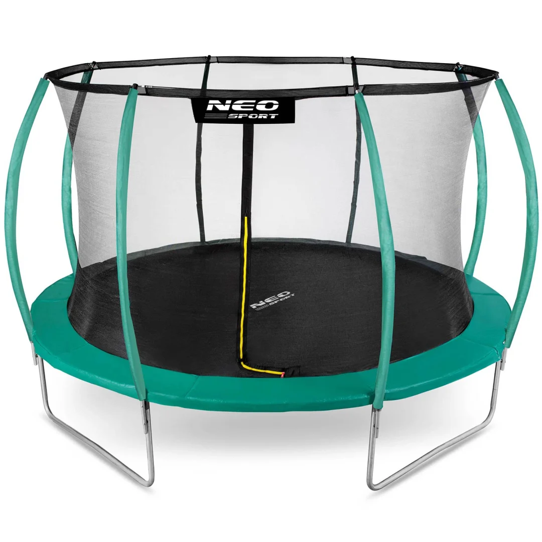 Profilirani vrtni trampolin Neo-Sport, Ø 435 cm (14 stopa), unutarnja mreža, siva_11
