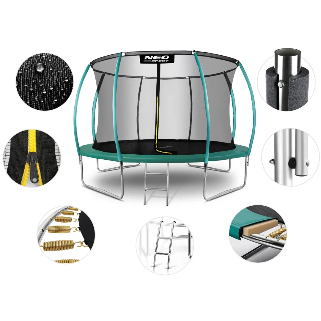 Profilirani vrtni trampolin Neo-Sport, Ø 435 cm (14 stopa), unutarnja mreža, siva_3