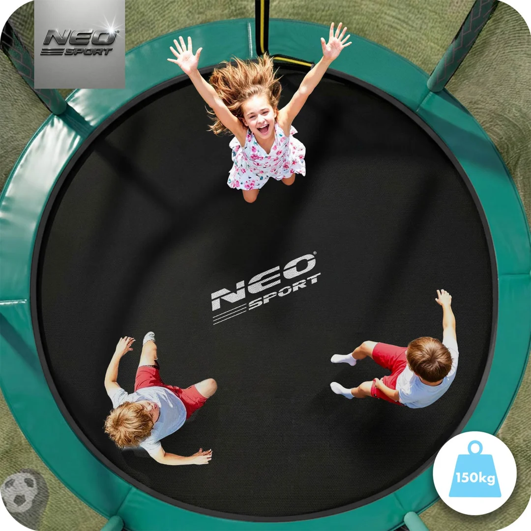 Profilirani vrtni trampolin Neo-Sport, Ø 435 cm (14 stopa), unutarnja mreža, siva_6
