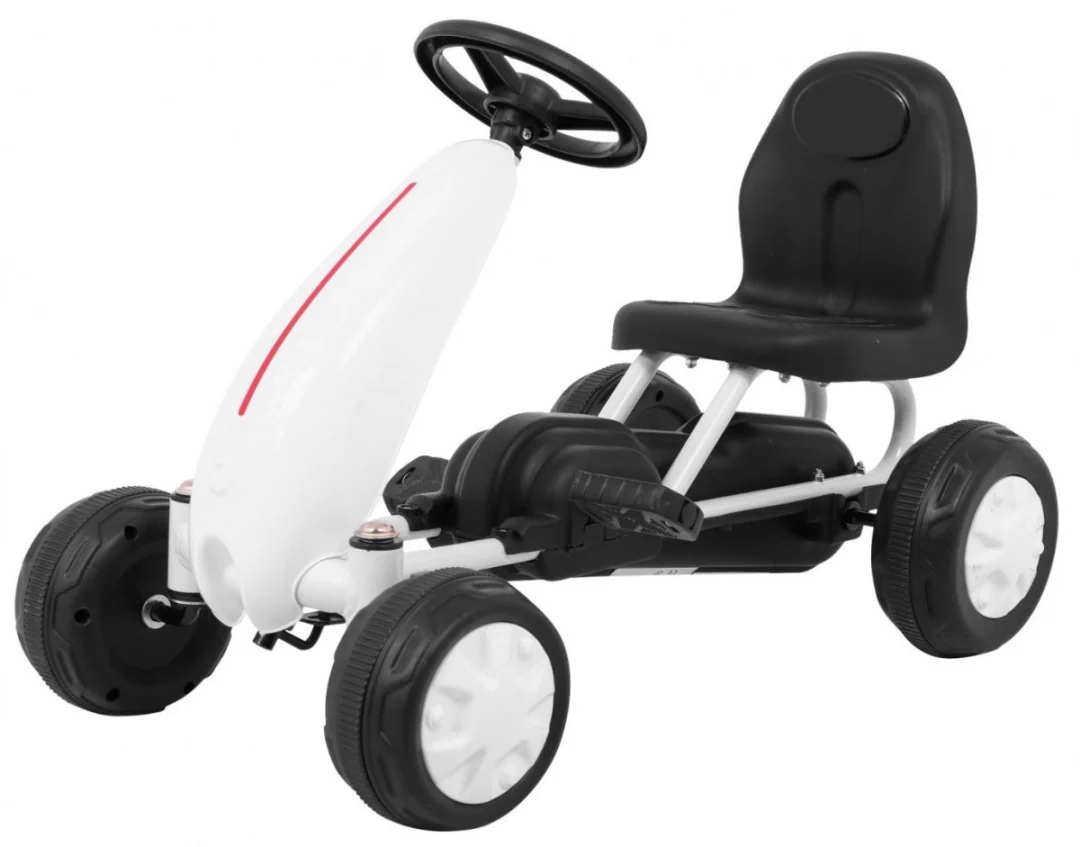 Prvi karting na pedale za najmlađe bijeli + lančani pogon + gumeni kotači_1
