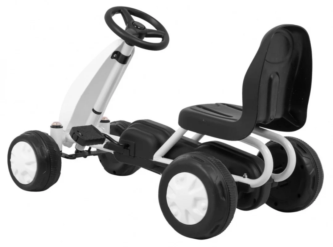 Prvi karting na pedale za najmlađe bijeli + lančani pogon + gumeni kotači_4