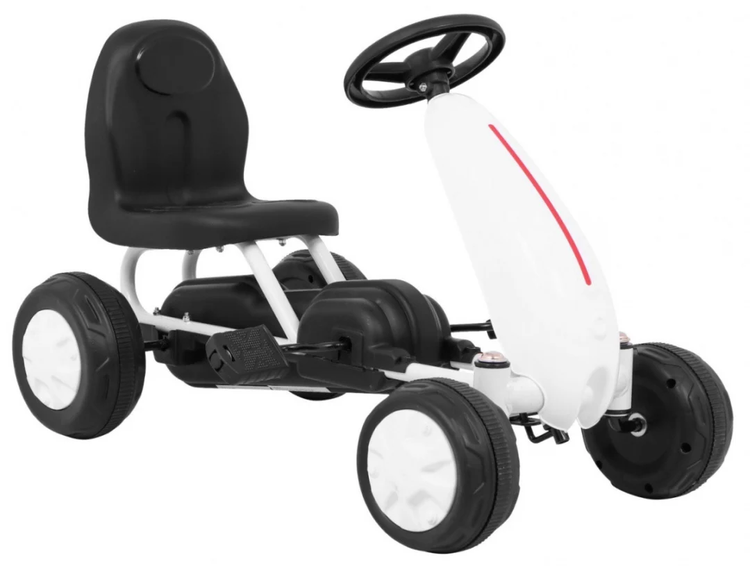 Prvi karting na pedale za najmlađe bijeli + lančani pogon + gumeni kotači_7