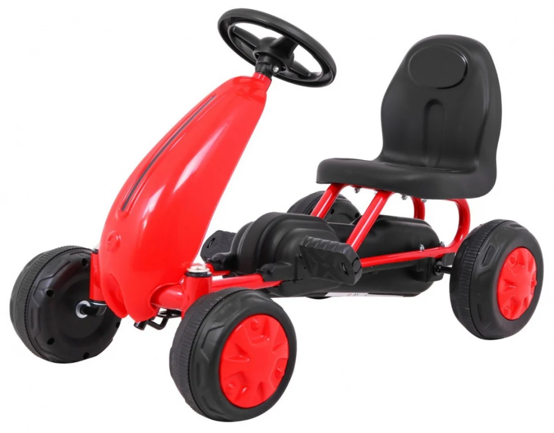 Prvi karting na pedale za najmlađe crveni + lančani pogon + gumeni kotači_1