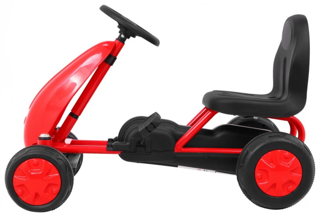 Prvi karting na pedale za najmlađe crveni + lančani pogon + gumeni kotači_3